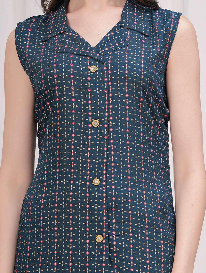 women printed sleeveless kurta palazzo set - 21714168 - Standard Image - 5