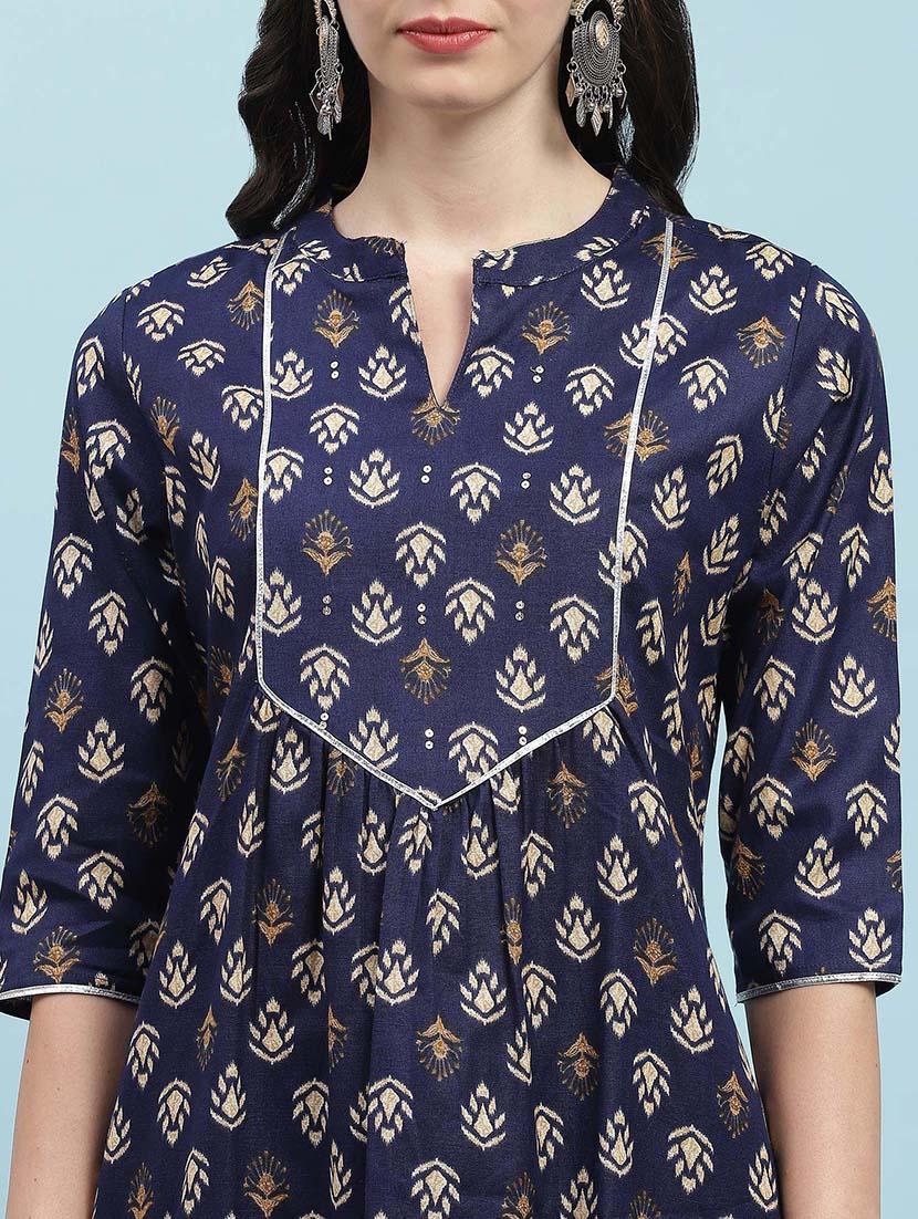 women printed three quarter sleeves straight kurta - 21714237 - Standard Image - 5