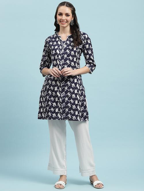 women printed three quarter sleeve straight kurta - 21714240 -  Standard Image - 0