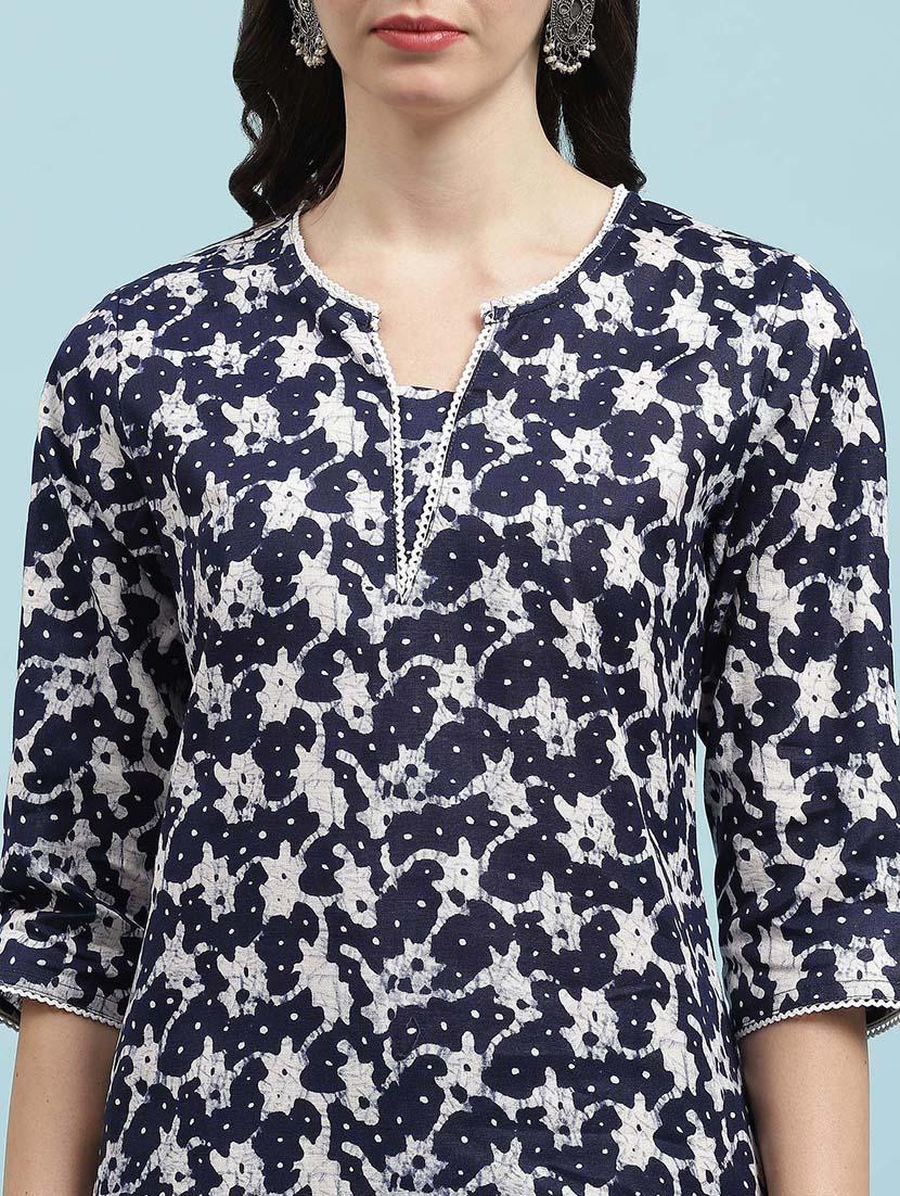 women printed three quarter sleeve straight kurta - 21714240 - Standard Image - 5