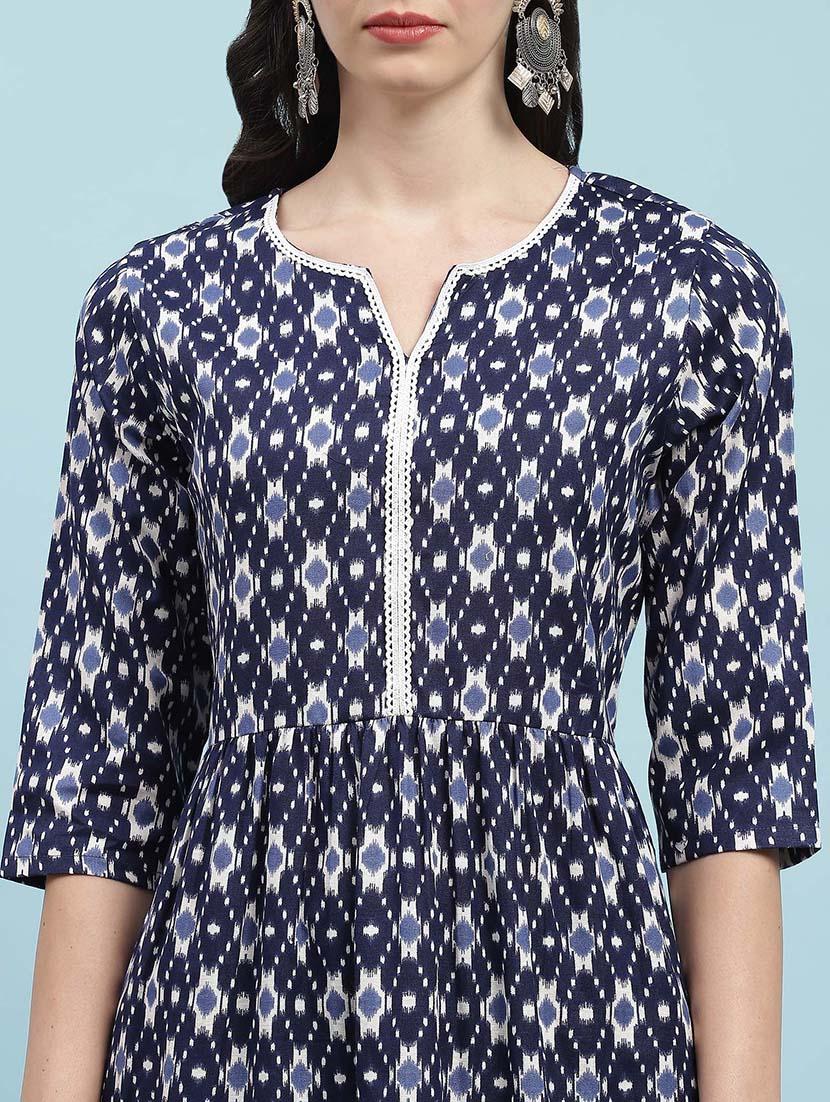 women printed three quarter sleeve straight kurta - 21714241 - Standard Image - 5
