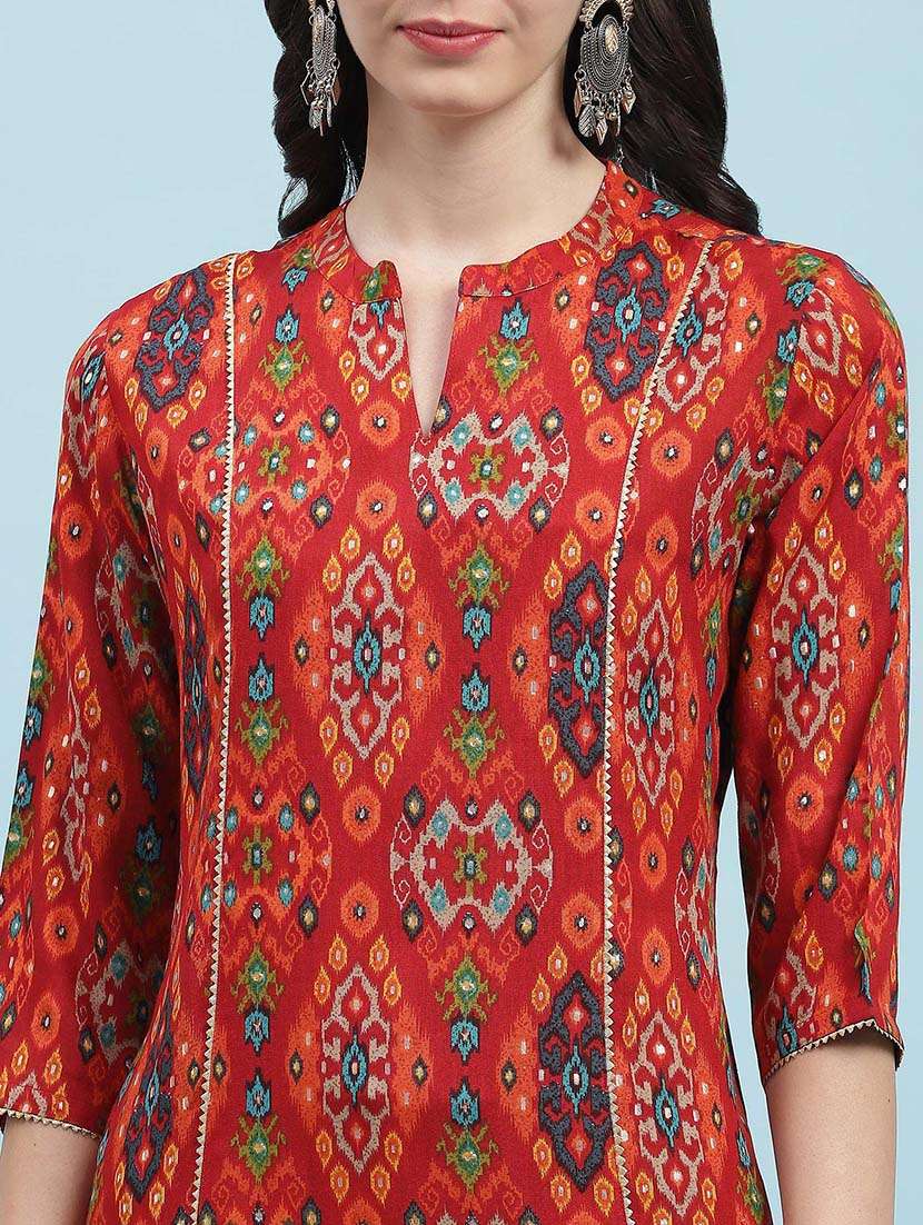 women printed three quarter sleeve straight kurta - 21714243 -  Standard Image - 5