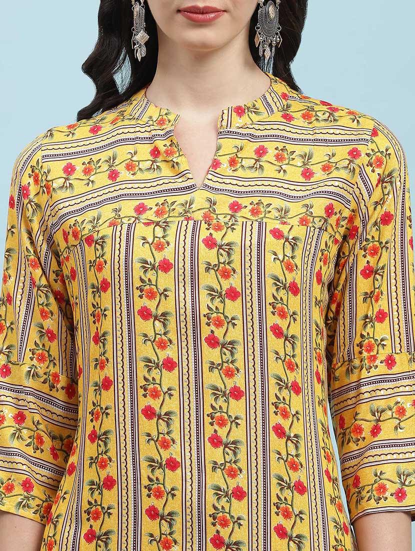 women printed three quarter sleeve straight kurta - 21714245 - Standard Image - 5