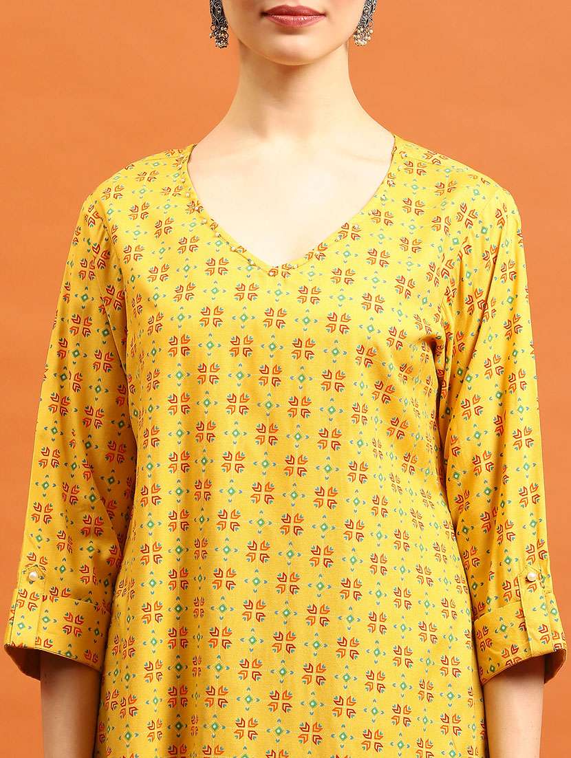women printed three quarter sleeve straight kurta - 21714255 -  Standard Image - 5
