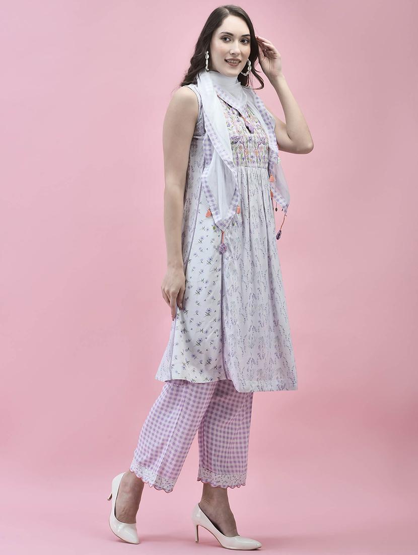 women white sleeveless kurta pant with dupatta set - 21714271 - Standard Image - 3