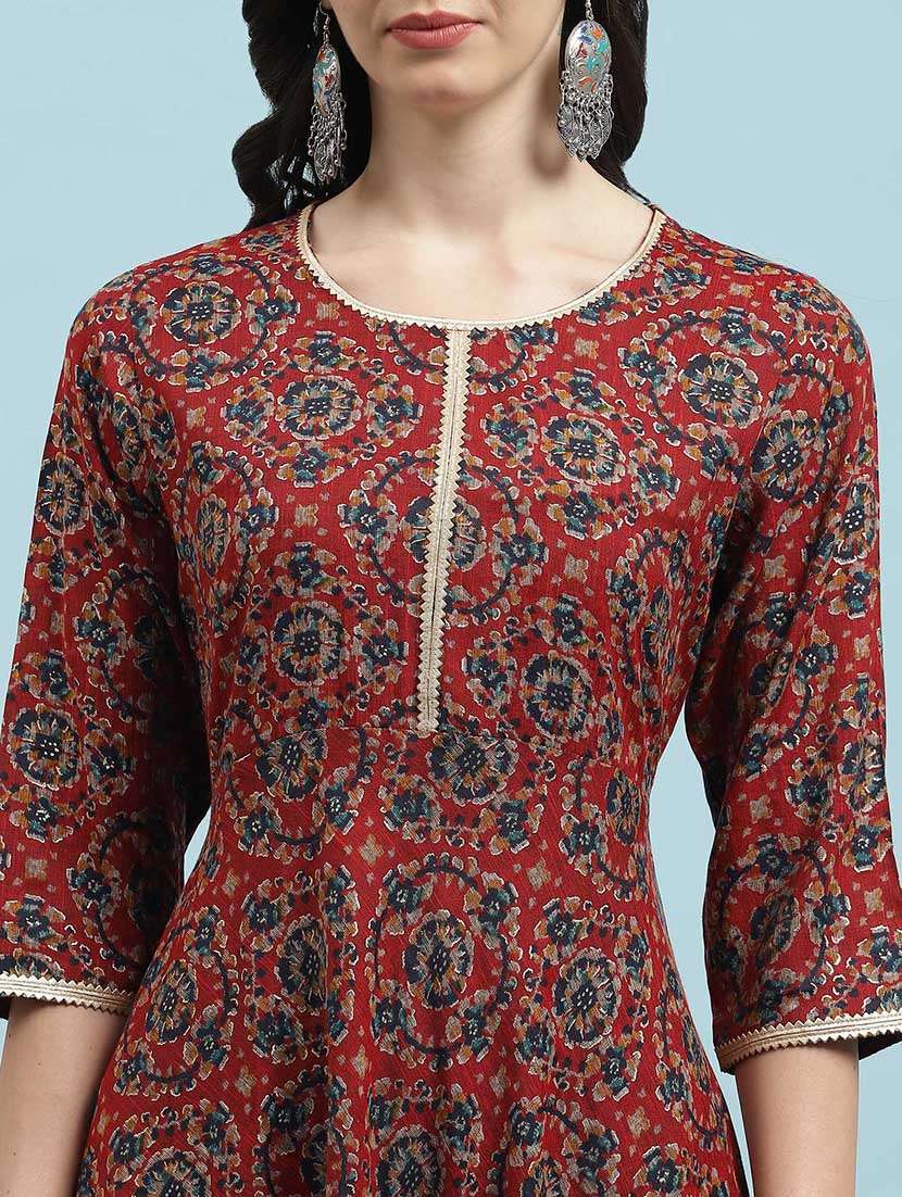 women three quarter sleeve anarkali kurta pant with dupatta set - 21714277 -  Standard Image - 5