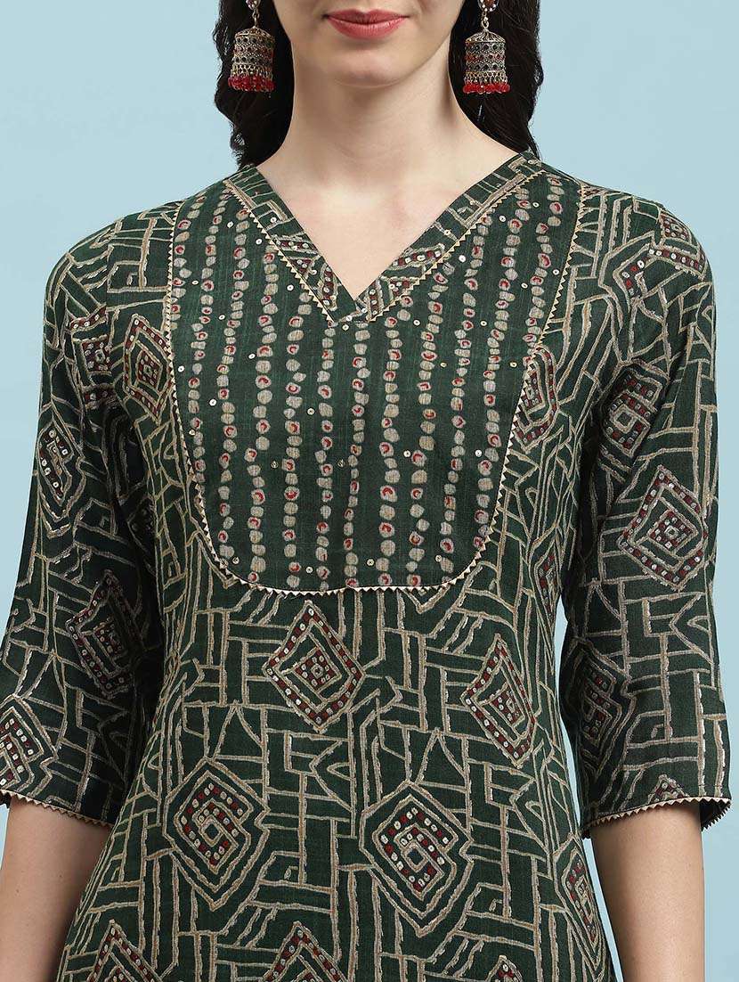 women three quarter sleeve kurta pant with dupatta set - 21714284 -  Standard Image - 5