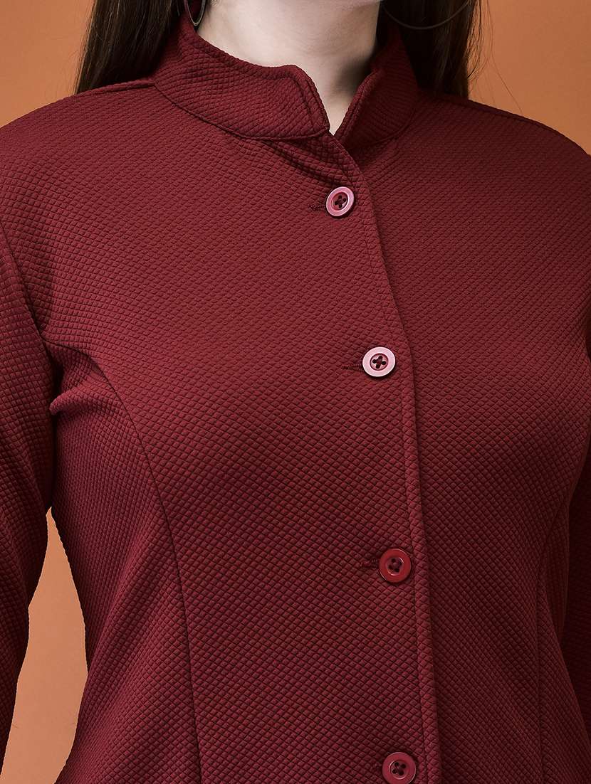 women solid long sleeve tunic - 21714320 -  Standard Image - 5