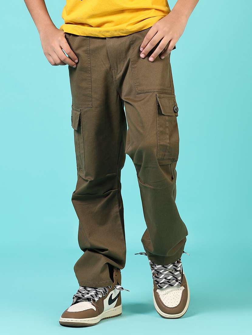boys olive solid cargo