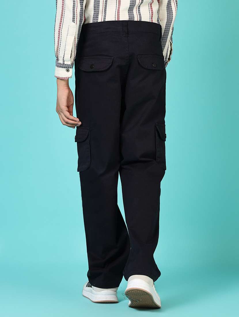 boys navy blue solid cargo - 21715167 -  Standard Image - 3