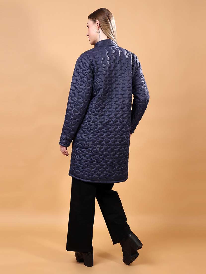 women solid stand collar long puffer jacket - 21715234 - Standard Image - 3