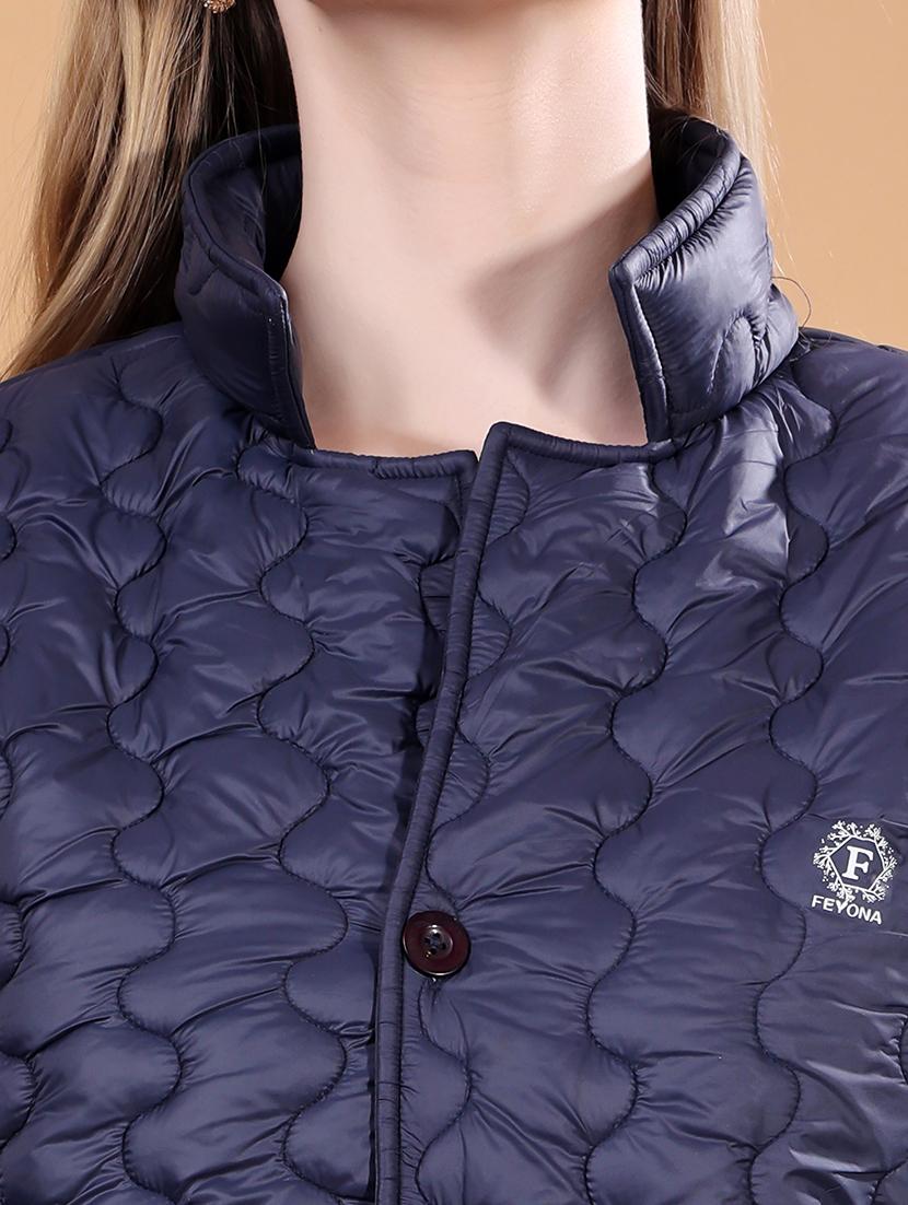 women solid stand collar long puffer jacket - 21715234 - Standard Image - 5