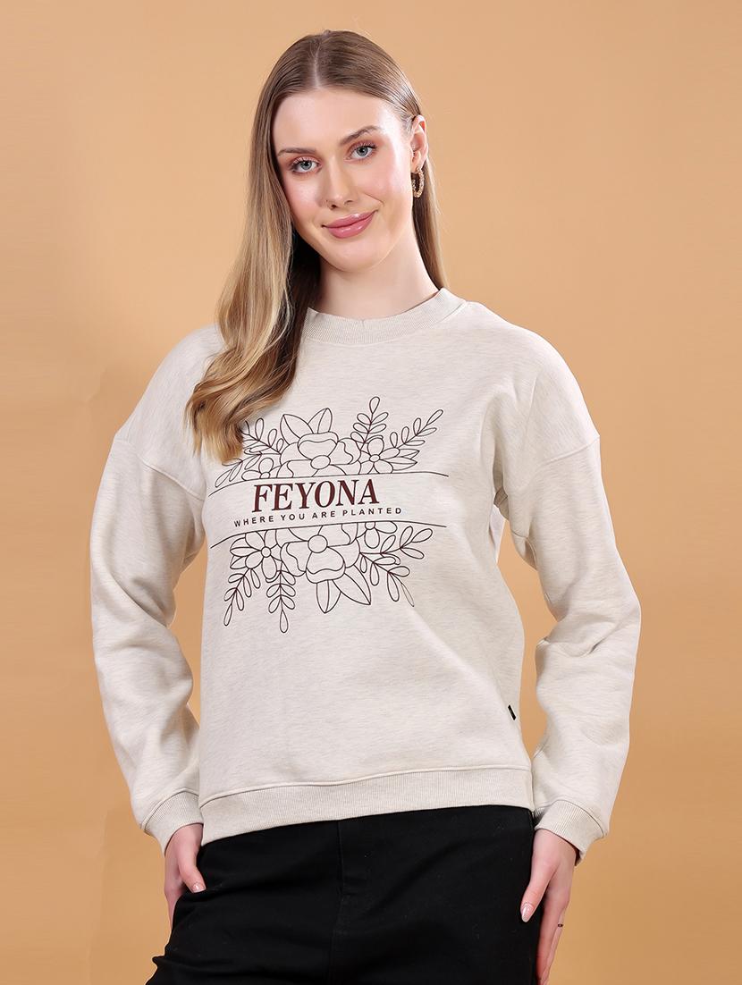 women front print long sleeves sweatshirt