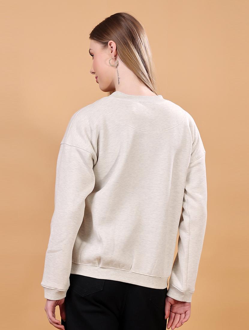 women front print long sleeves sweatshirt - 21715235 - Standard Image - 3