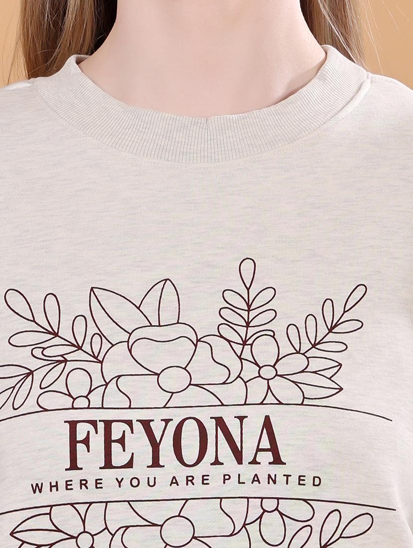 women front print long sleeves sweatshirt - 21715235 - Standard Image - 5