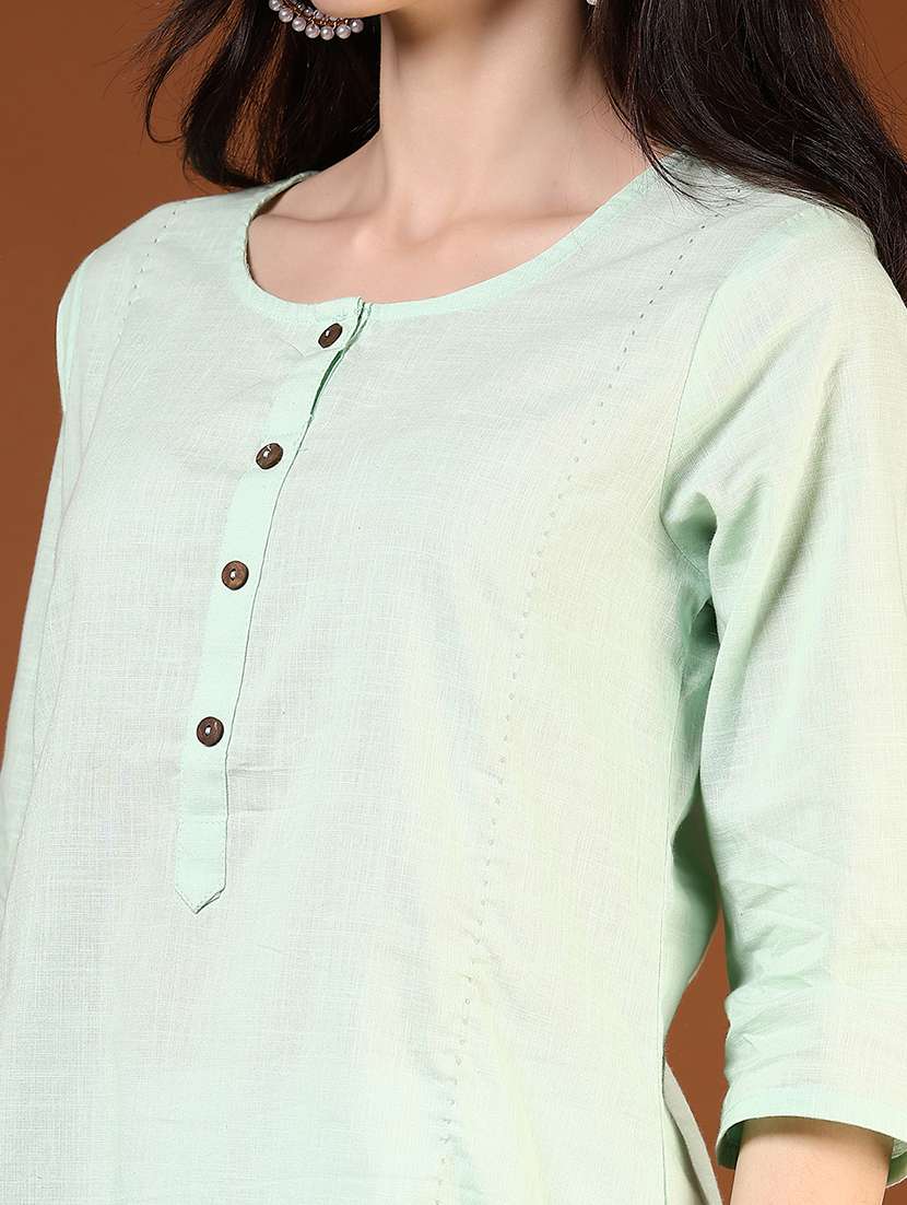 women three quarter sleeve straight kurta - 21715372 - Standard Image - 5