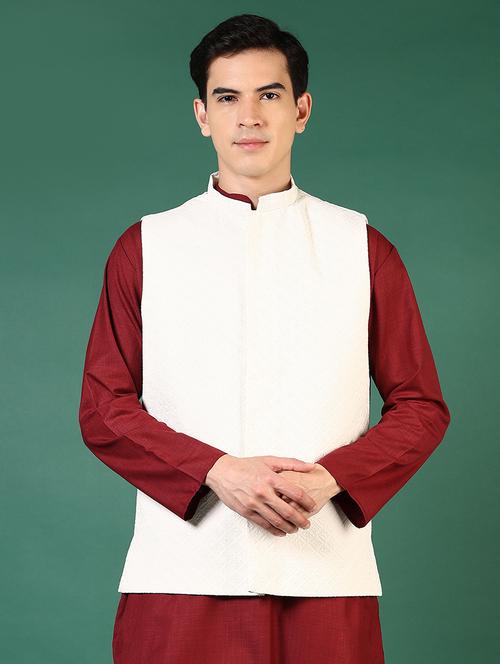 men mandarin neck regular fit nehru jacket - 21715384 - Standard Image - 0