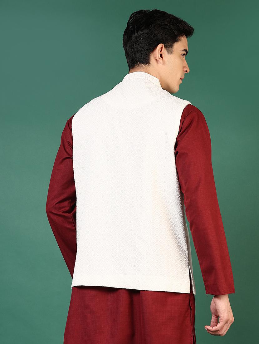 men mandarin neck regular fit nehru jacket - 21715384 - Standard Image - 3