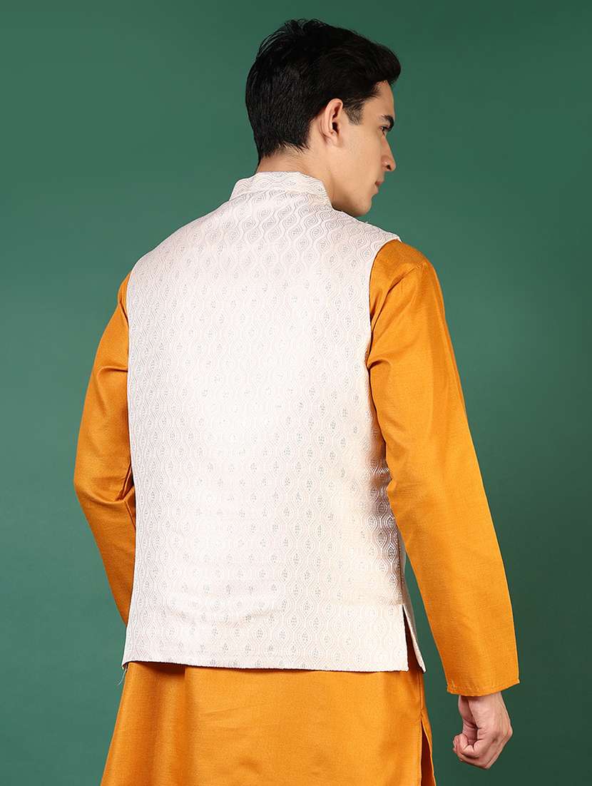 men mandarin neck regular fit nehru jacket - 21715385 -  Standard Image - 3