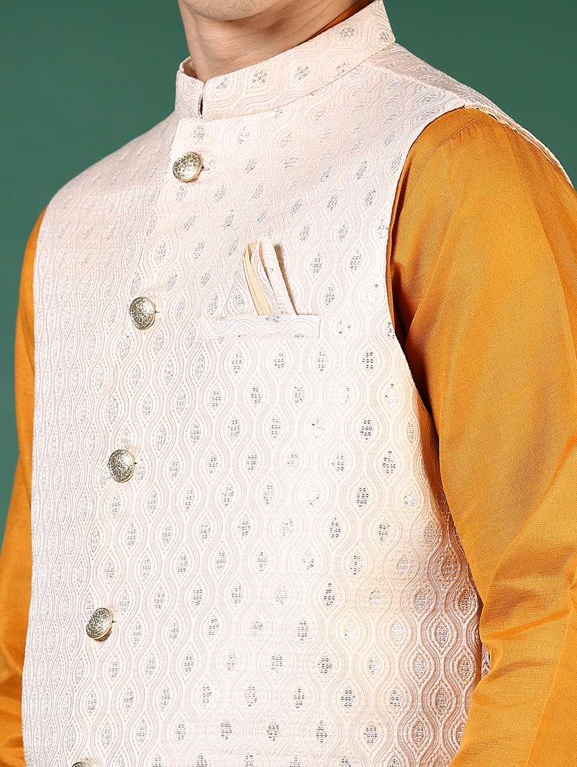 men mandarin neck regular fit nehru jacket - 21715385 -  Standard Image - 5