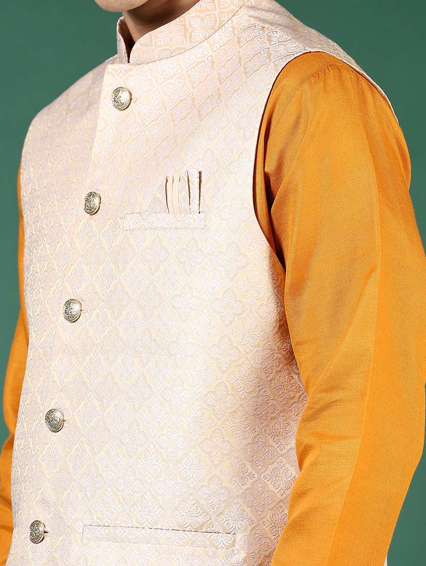 men mandarin neck regular fit nehru jacket - 21715386 -  Standard Image - 5