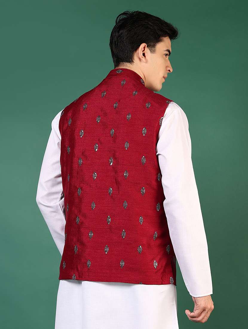 men mandarin neck regular fit nehru jacket - 21715388 -  Standard Image - 3