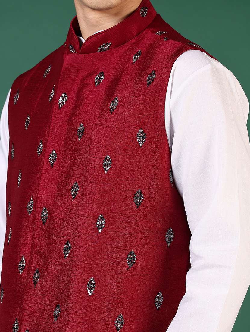 men mandarin neck regular fit nehru jacket - 21715388 -  Standard Image - 5