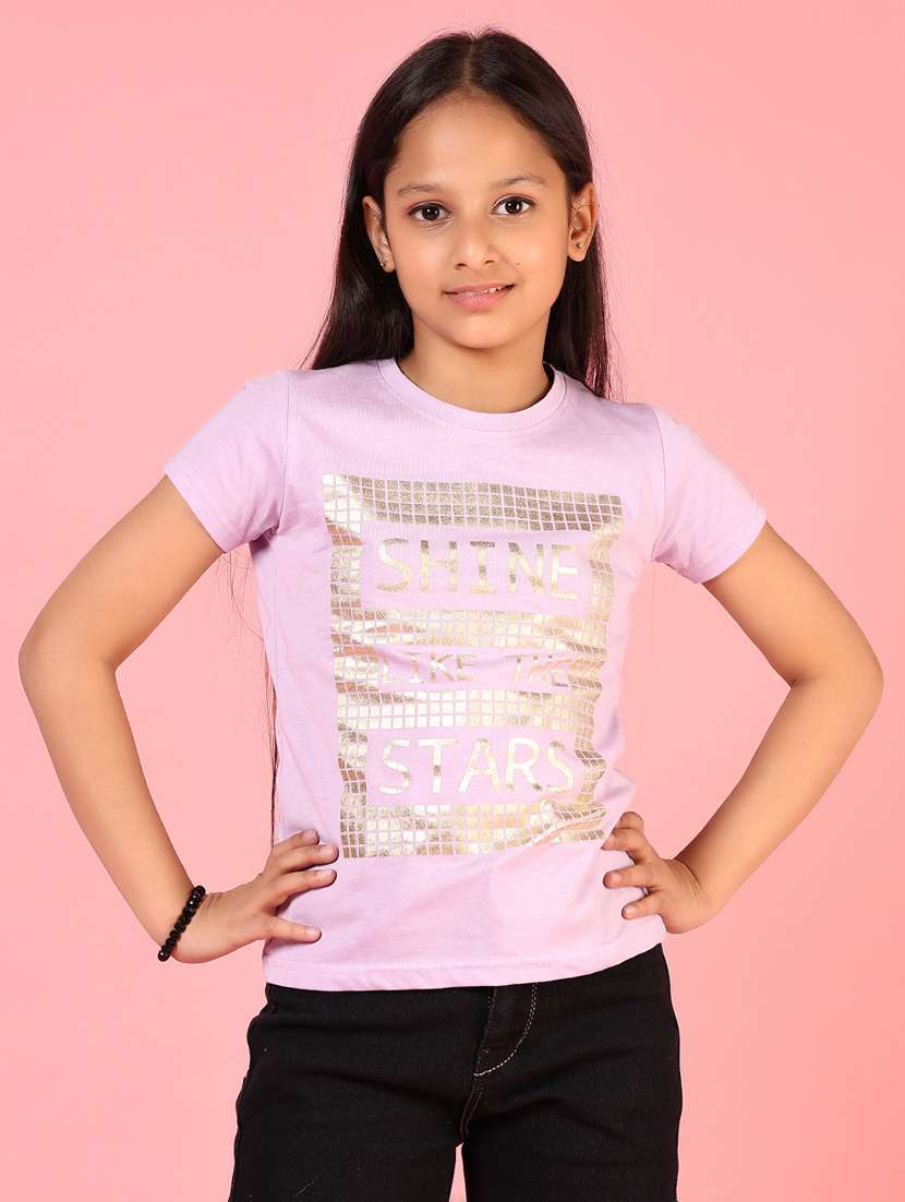 girls printed round neck short sleeves tee