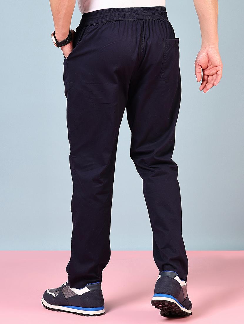 men navy blue solid full length track pant - 21715394 - Standard Image - 3