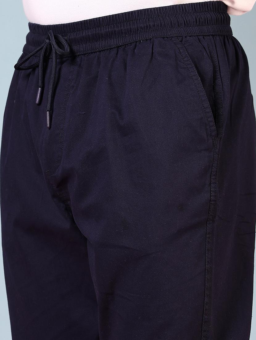 men navy blue solid full length track pant - 21715394 - Standard Image - 5