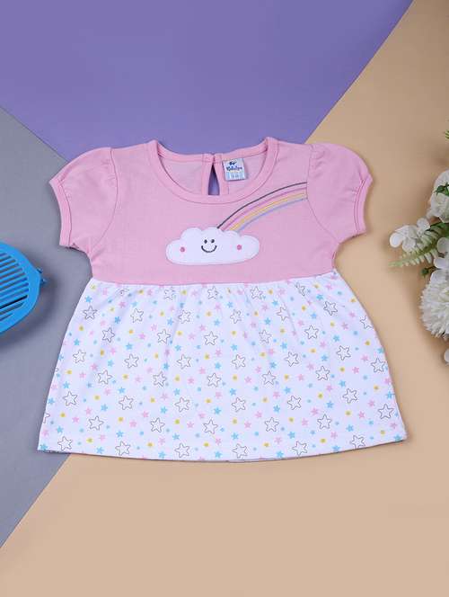 girls round neck printed frock - 21715395 - Standard Image - 0