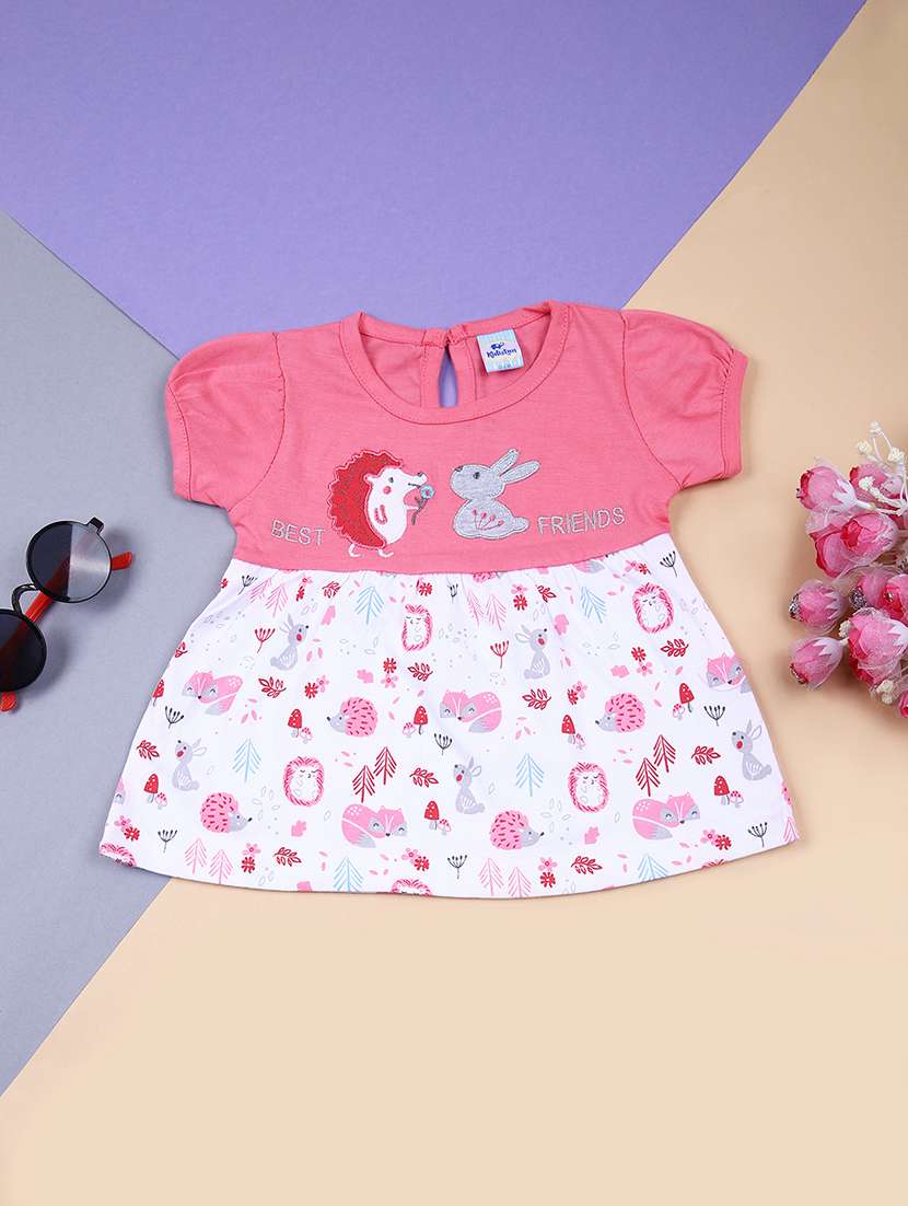 girls round neck printed frock