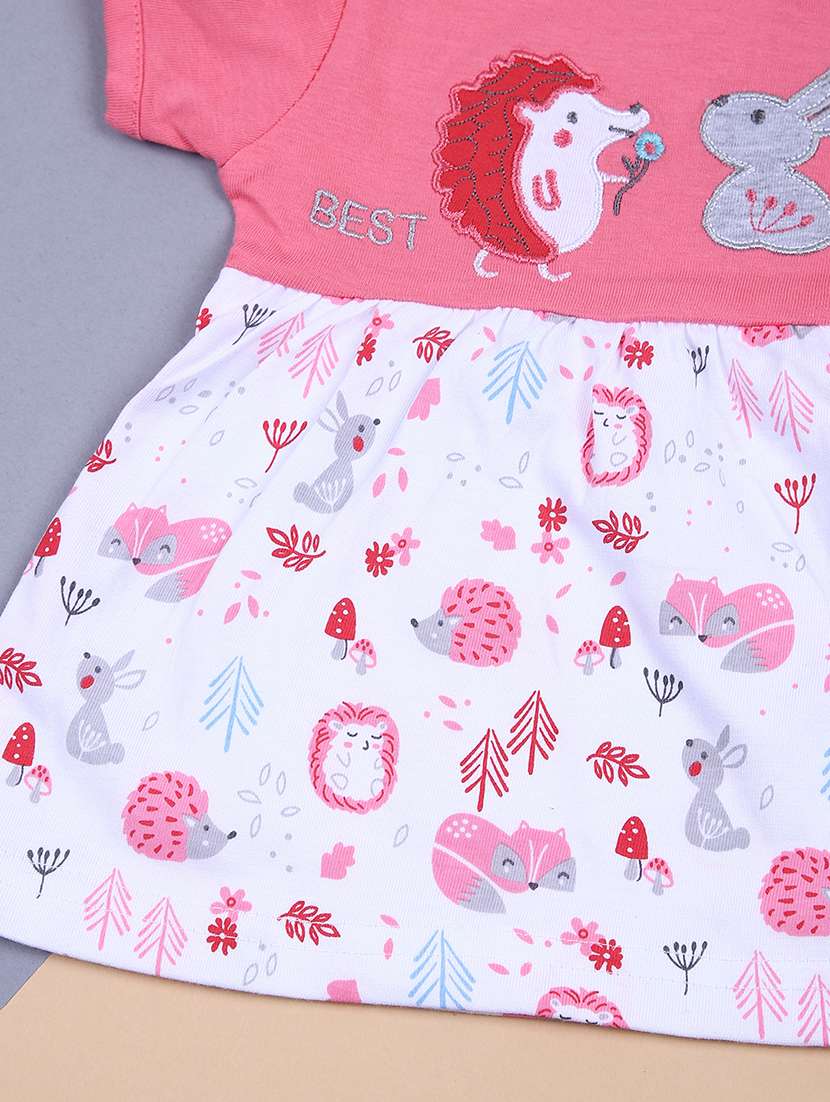 girls round neck printed frock - 21715396 - Standard Image - 3