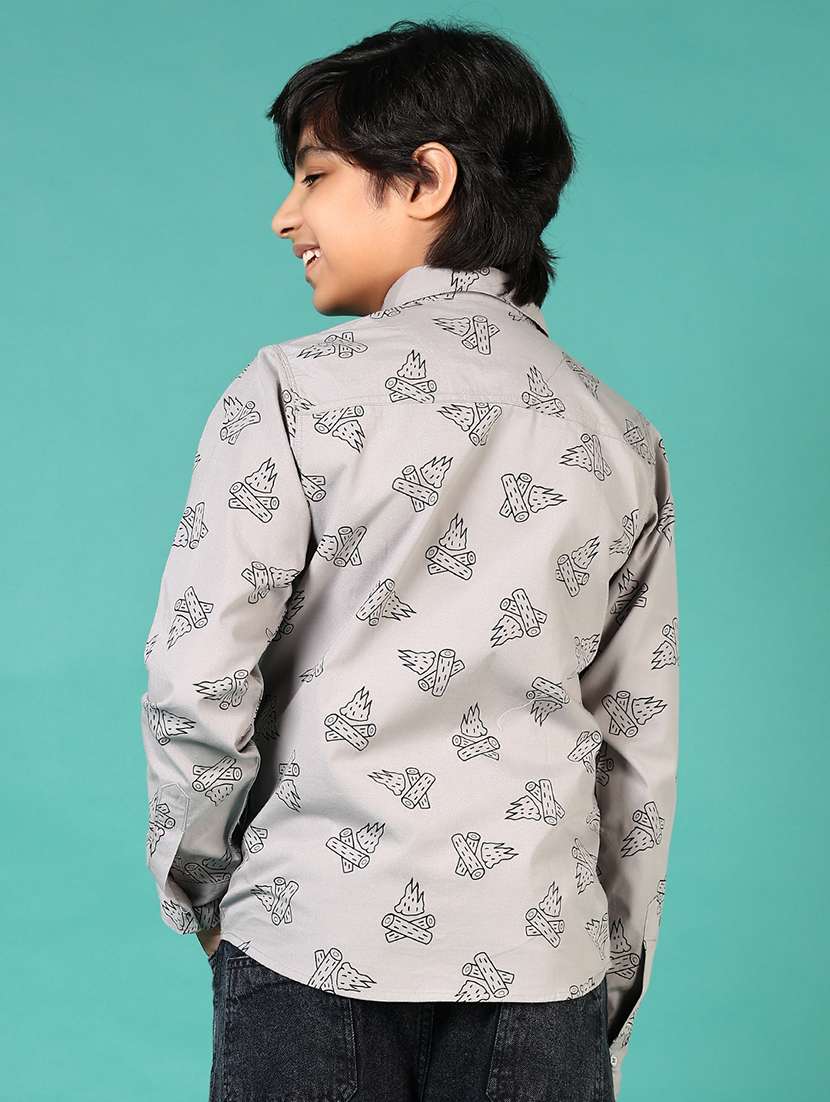 boys printed collared long sleeve shirt - 21715489 -  Standard Image - 3