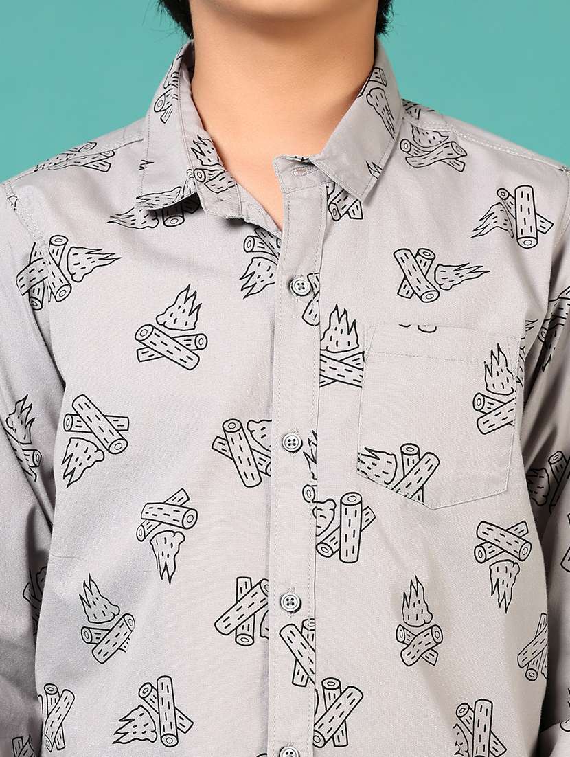 boys printed collared long sleeve shirt - 21715489 -  Standard Image - 5