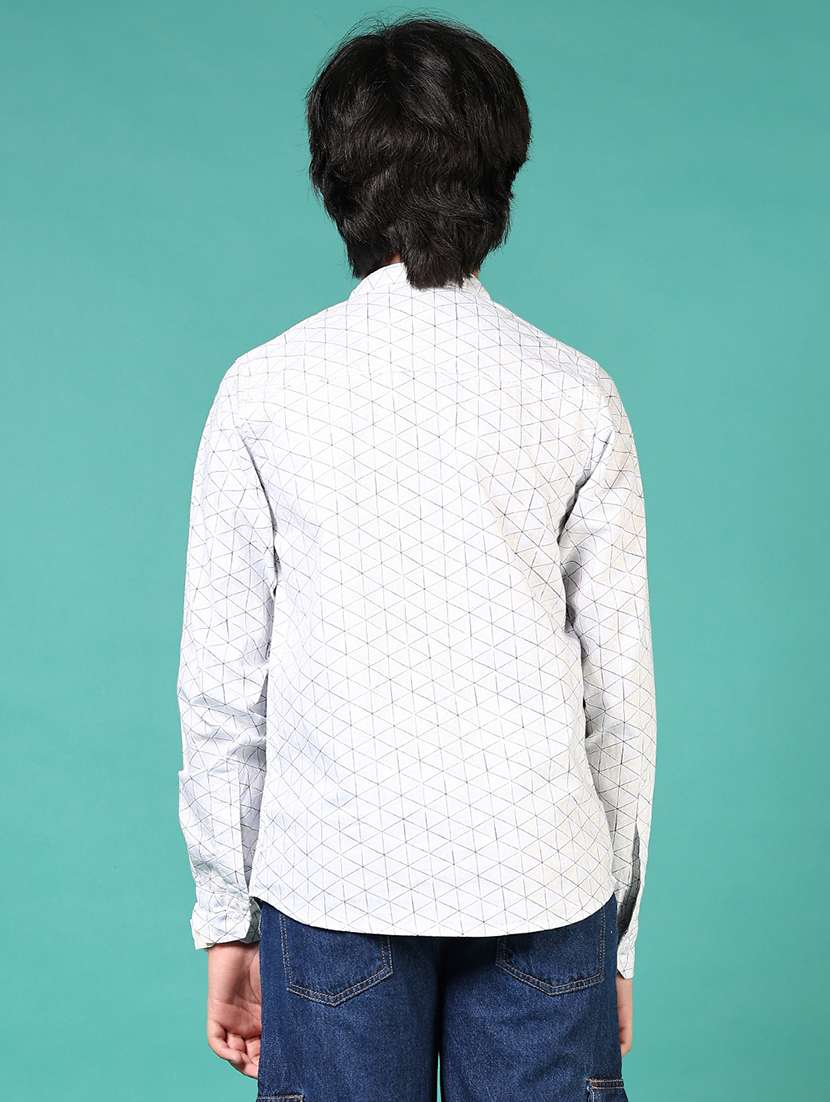 boys solid mandarin neck long sleeve shirt - 21715490 -  Standard Image - 3