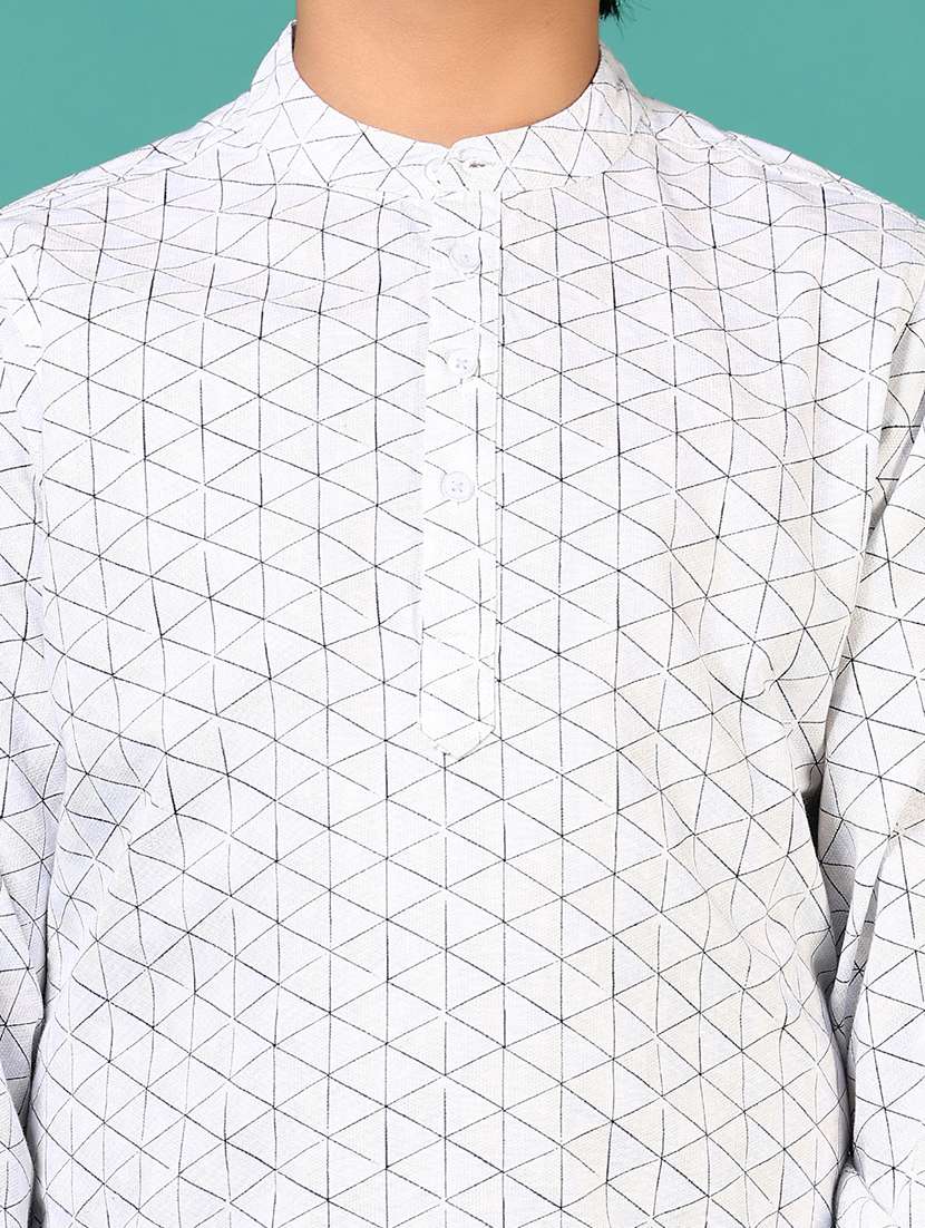 boys solid mandarin neck long sleeve shirt - 21715490 -  Standard Image - 5