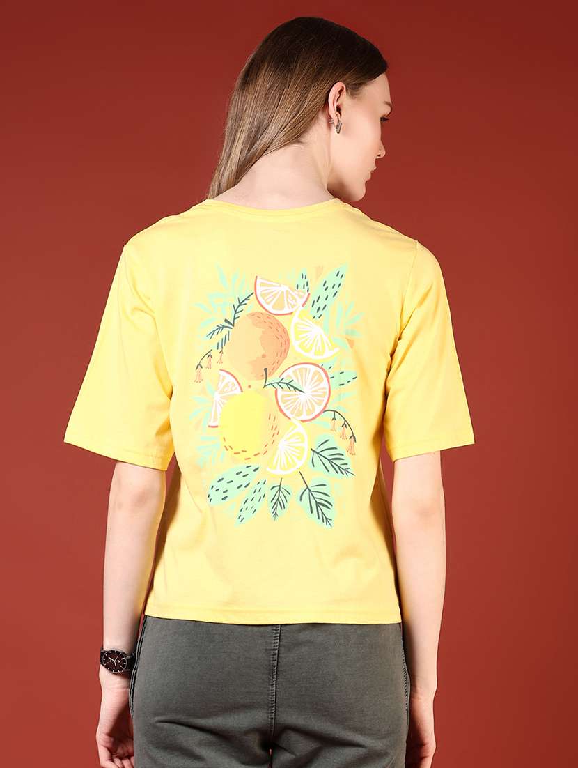 women front & back print round neck t-shirt - 21715491 -  Standard Image - 3