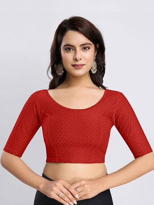 women red self design stitched blouse - 21715632 - Standard Image - 0