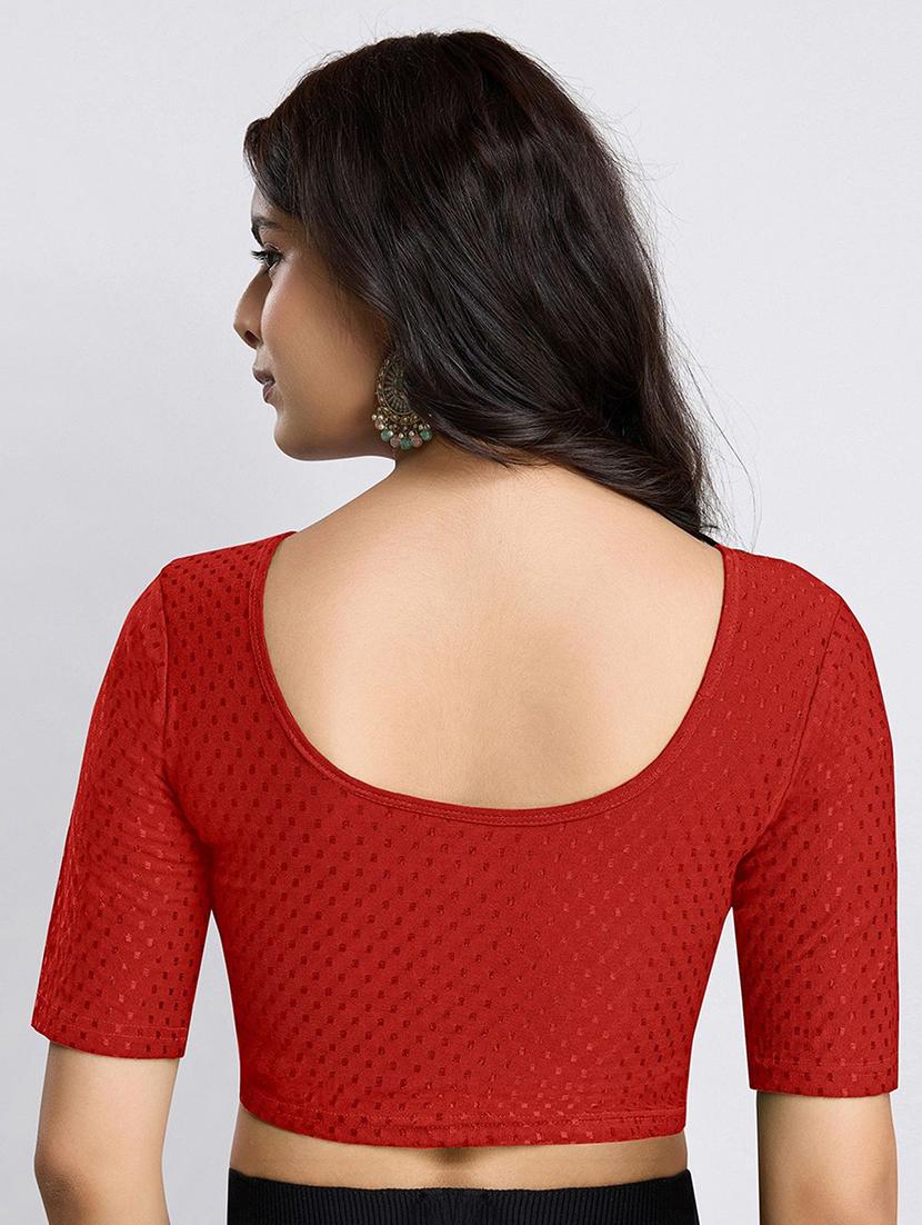 women red self design stitched blouse - 21715632 - Standard Image - 3