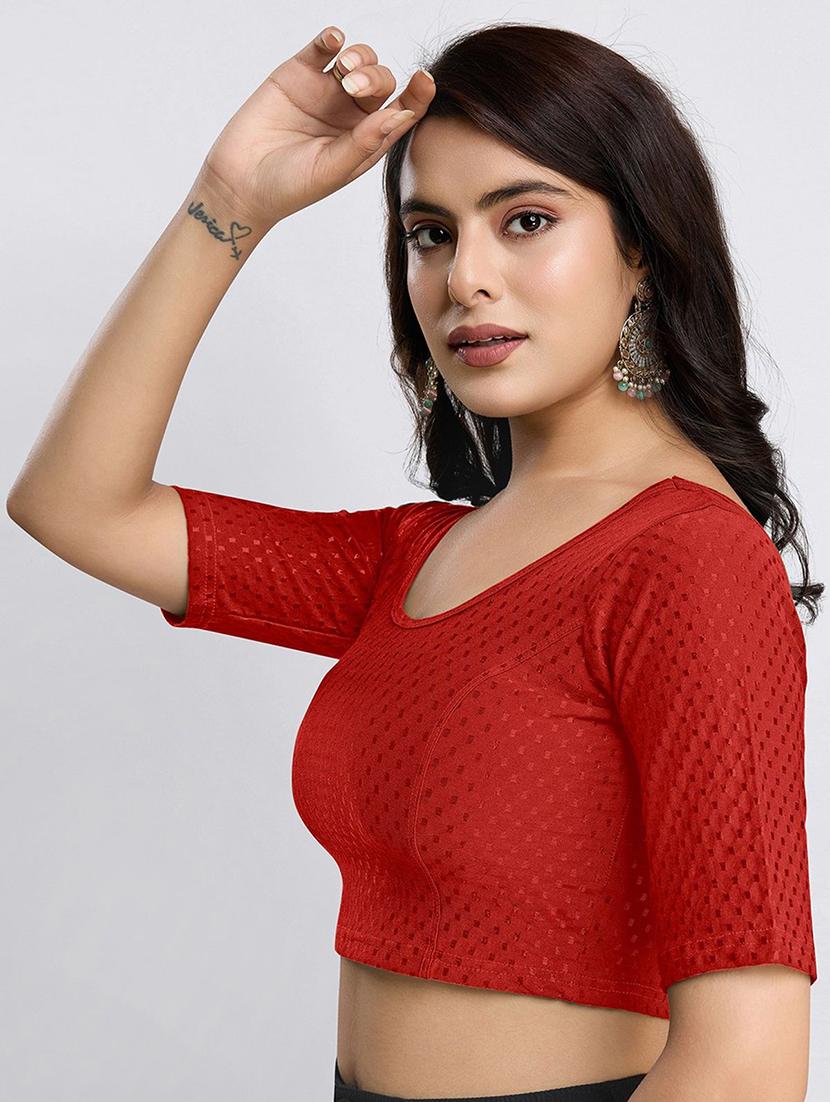 women red self design stitched blouse - 21715632 - Standard Image - 5