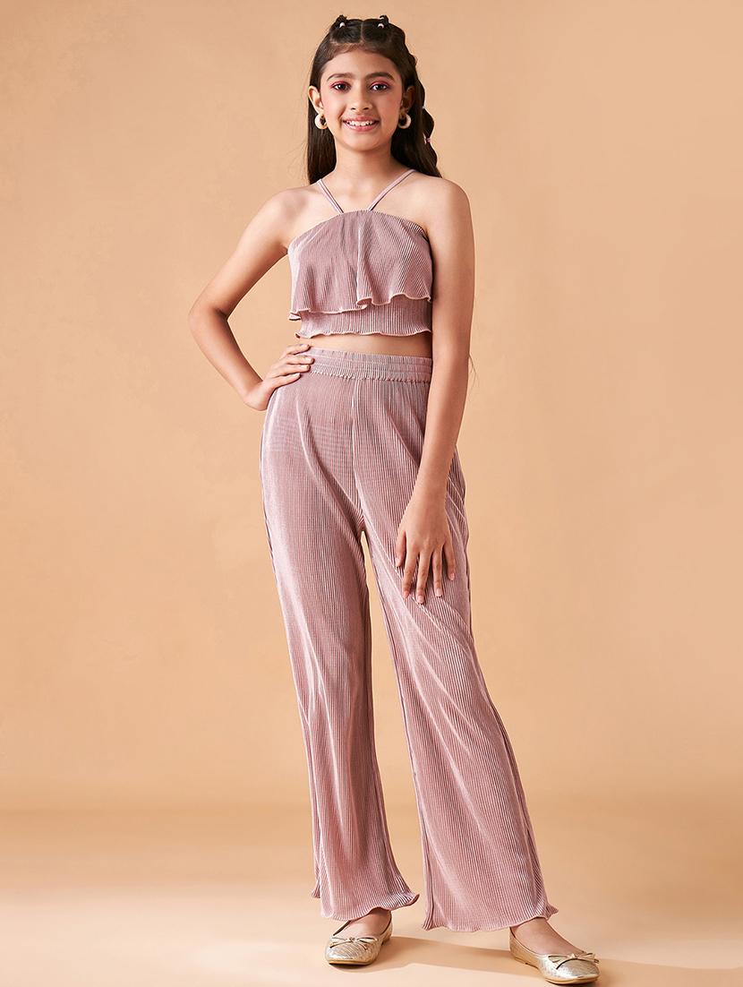 girls solid top & palazzo co-ords set - 21715812 -  Zoom Image - 0
