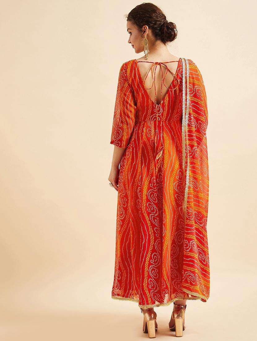 women green bandhani printed kurta dupatta set - 21715833 -  Standard Image - 3