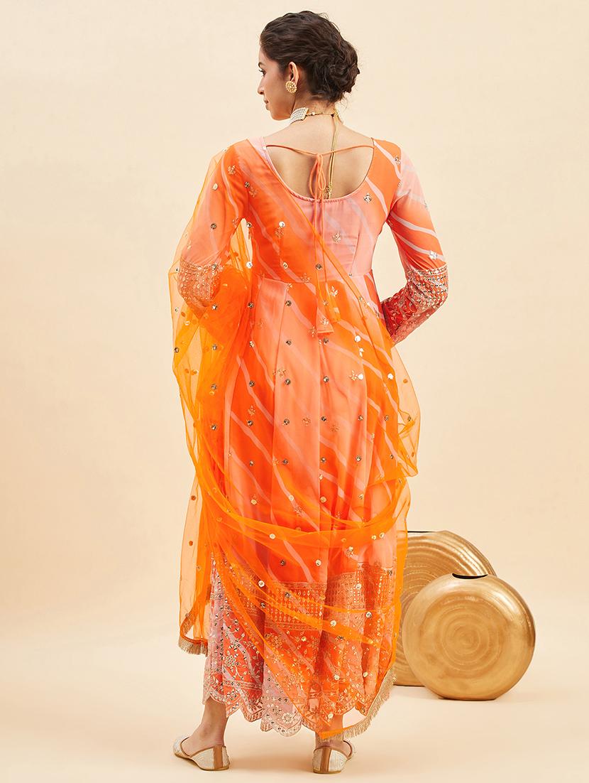 women leheriya printed kurta dupatta set - 21715856 - Standard Image - 3