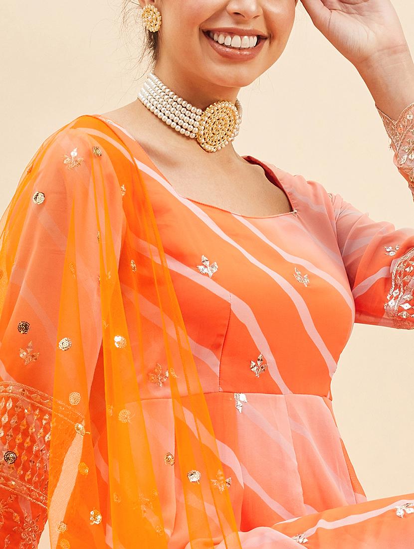 women leheriya printed kurta dupatta set - 21715856 - Standard Image - 5