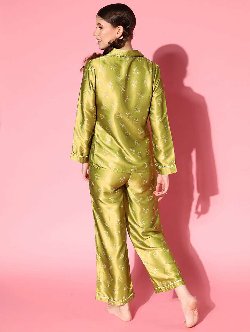 women printed nightwear shirt & pyjama set - 21715880 -  Standard Image - 3