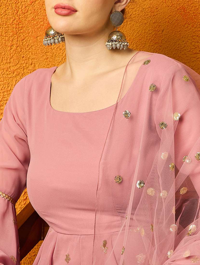 Women Pink Bell Sleeve Kurta Sharara With Dupatta Set - 21715999 -  Standard Image - 3
