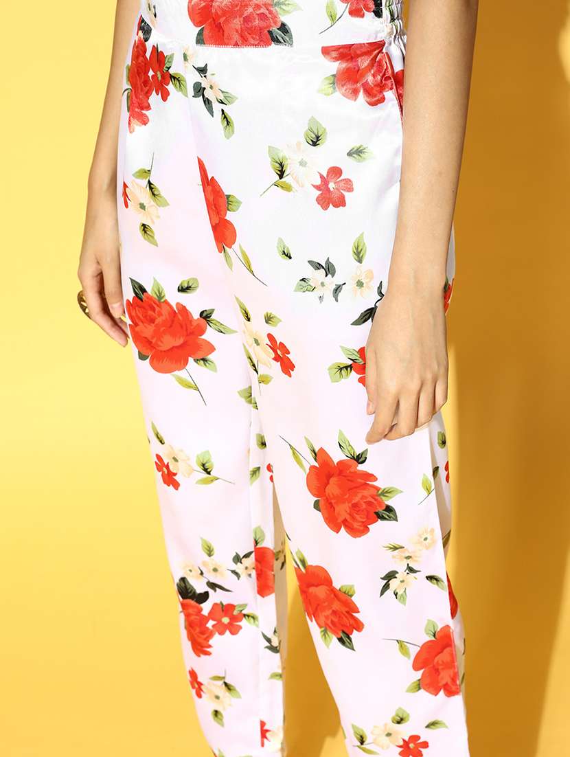 Women White Floral Printed Ethnic  Co Ord Set