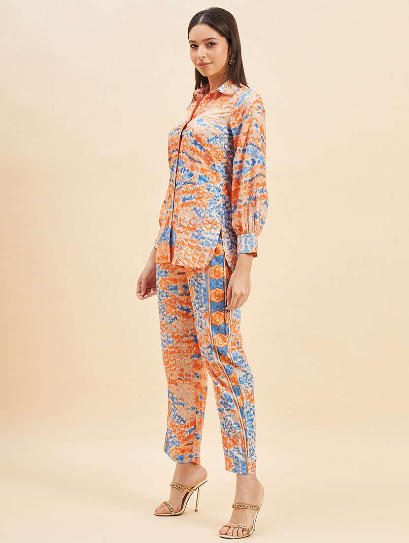 Women Printed Shirt And Trouser Co Ord Set