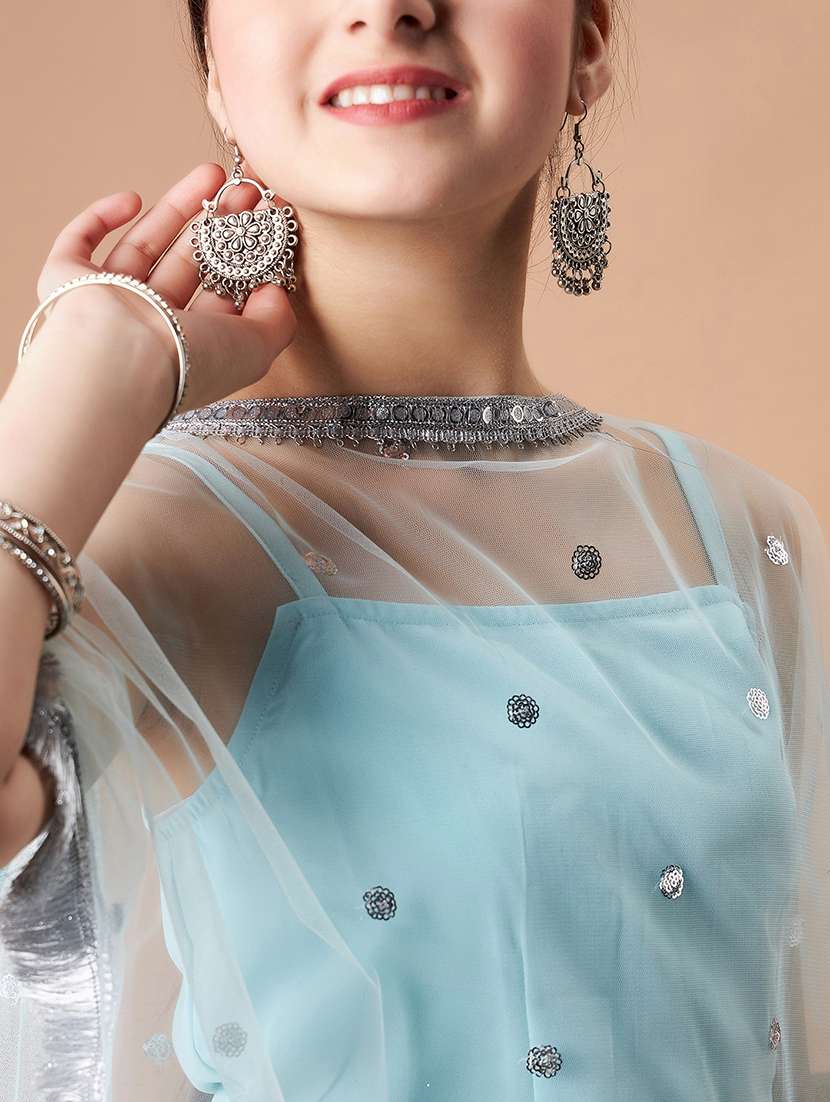 Girls Sequin Work Top Sharara Set - 21716052 -  Standard Image - 5